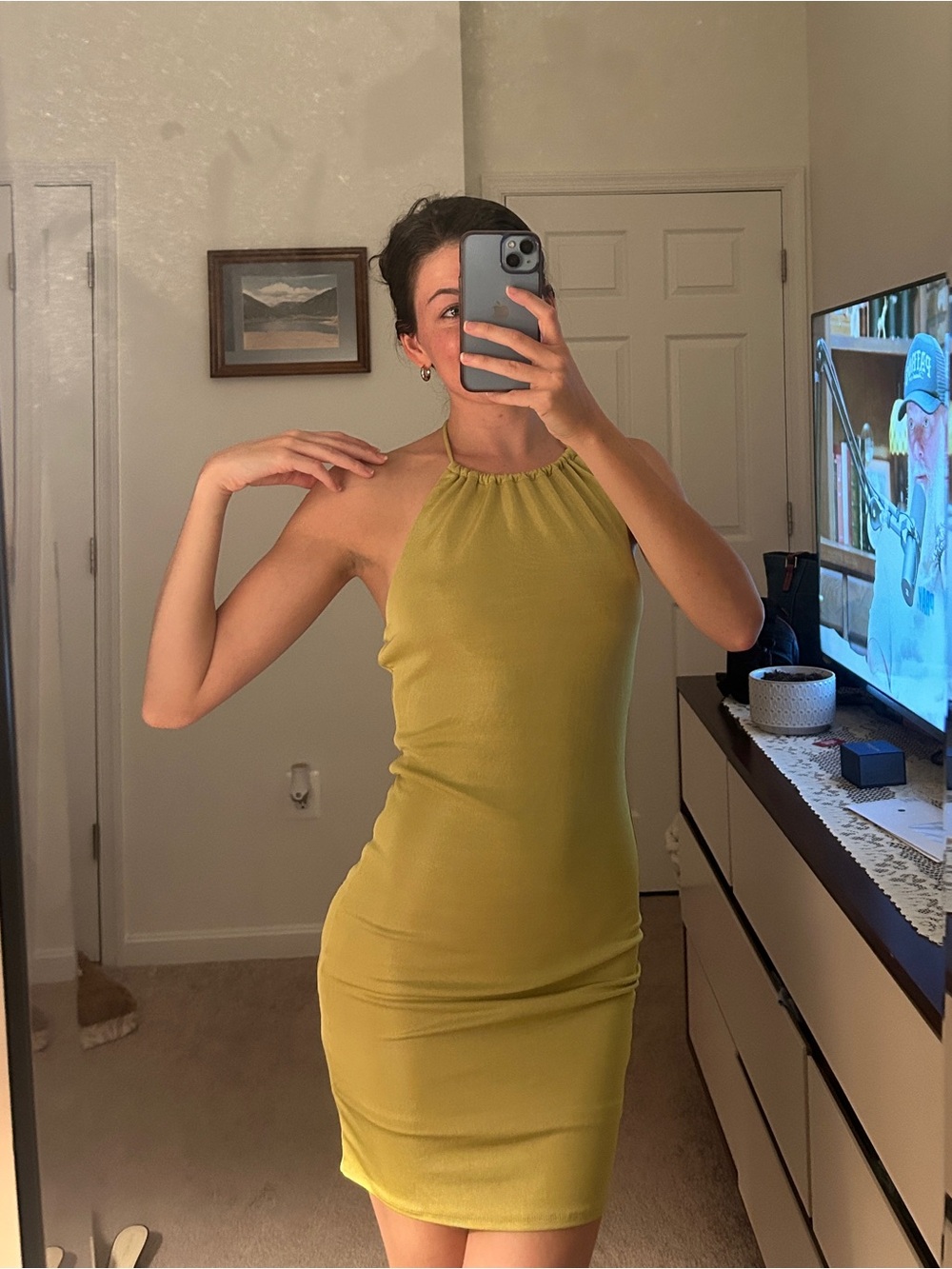Forever 21 Olive Halter Bodycon Mini Dress